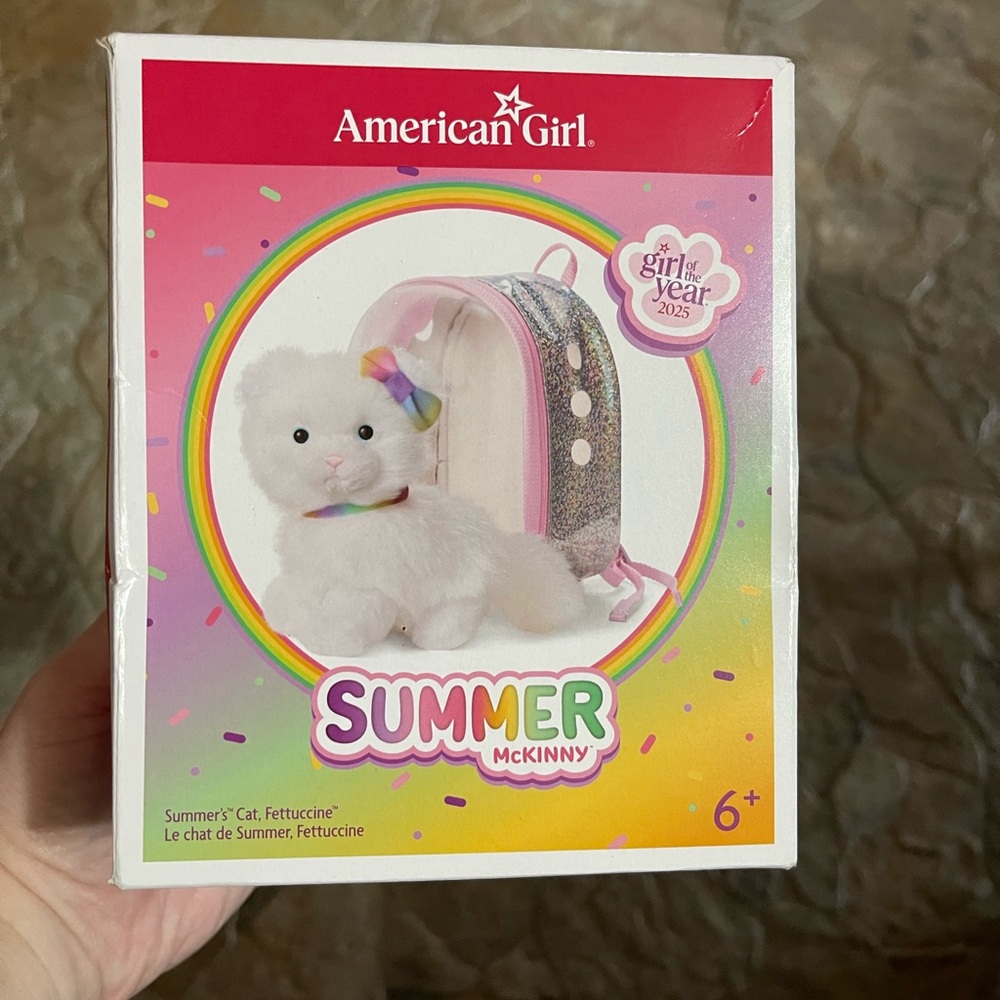 American Girl Summer McKinny Cat “Fettuccine” w/ Backpack- girl of the year 2025